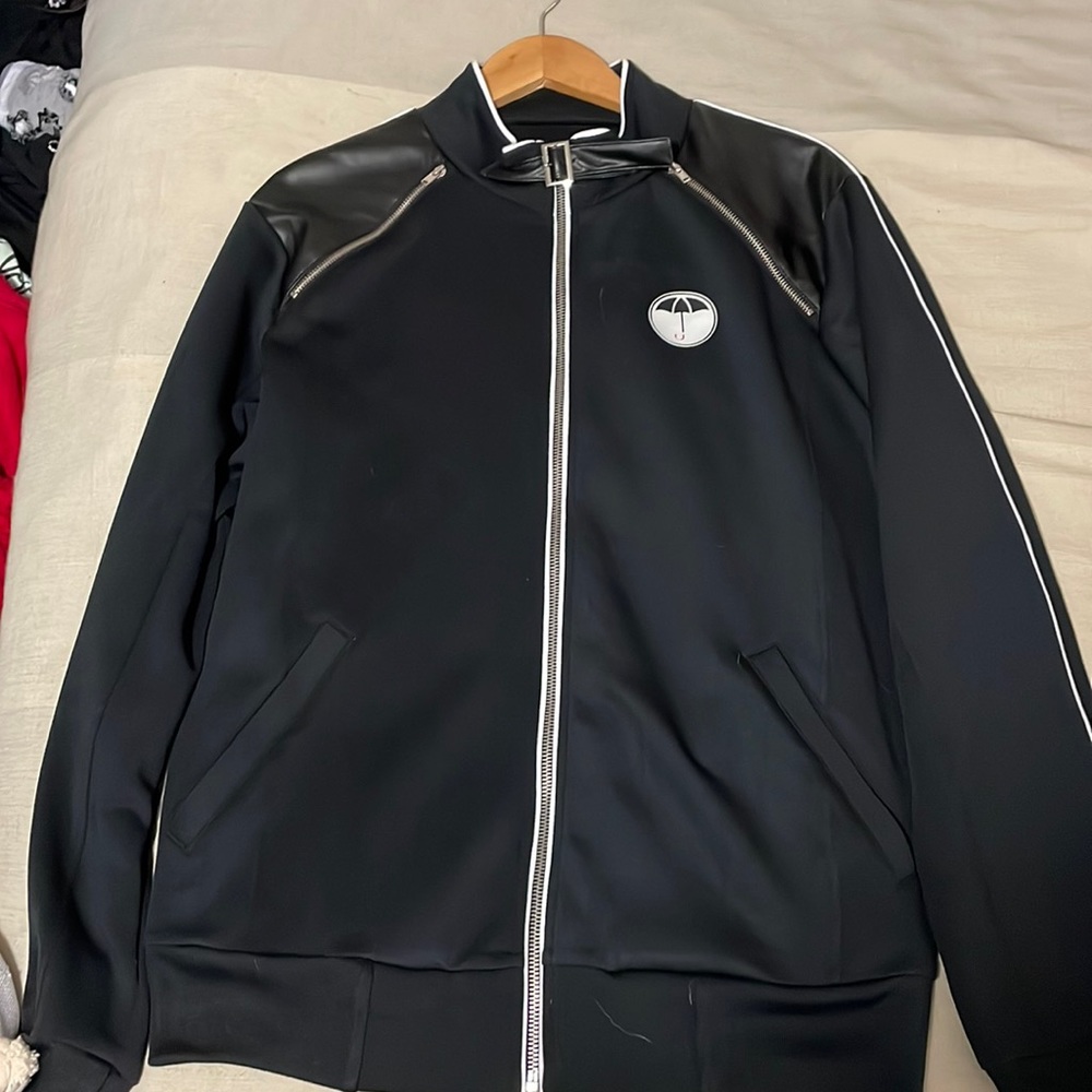 Umbrella Acadamy Black Trainer Jacket in size Medium.